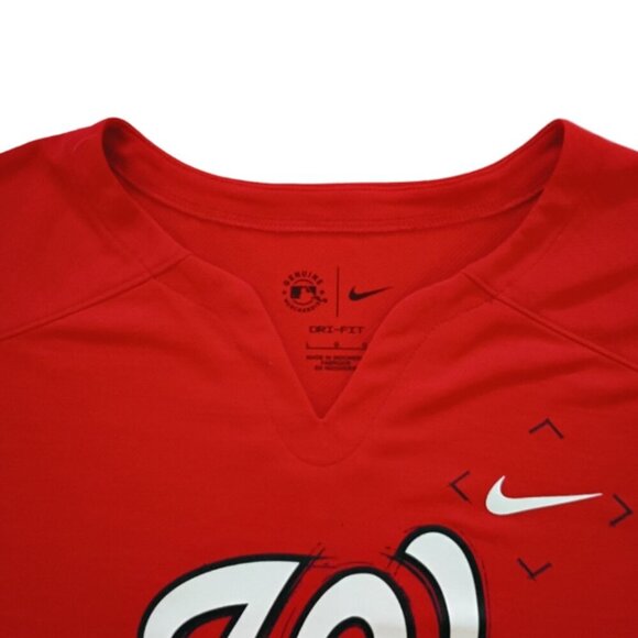Nike Dry-FIT Washington Nationals V-Neck Tee Women's L Red Athletic T-Shirt - Picture 3 of 10